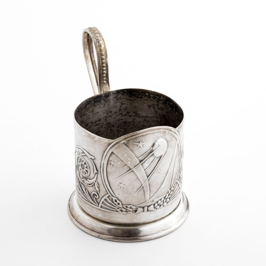 Подстаканник "Спутник", мельхиор, Мстерская художественная фабрика, СССР, 1968 г.