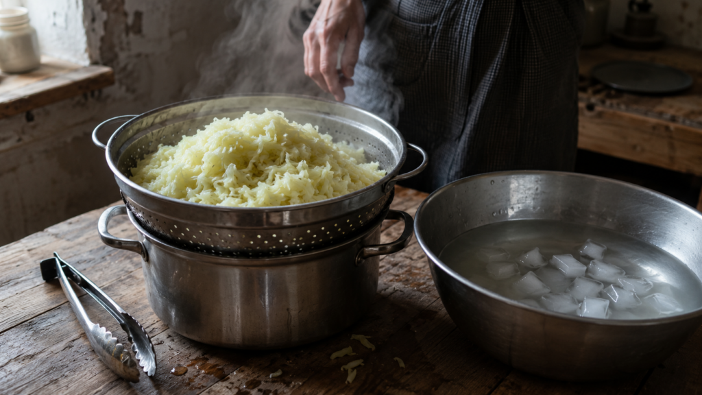 обработка тёртой кабачковой мякоти паром