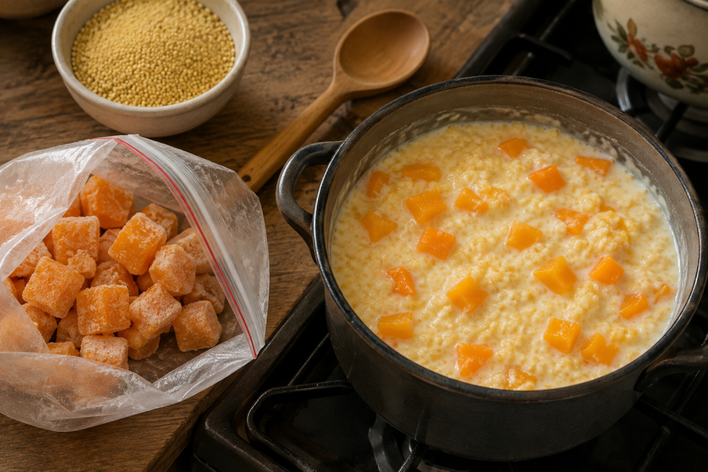 каша из замороженной тыквы кубиками