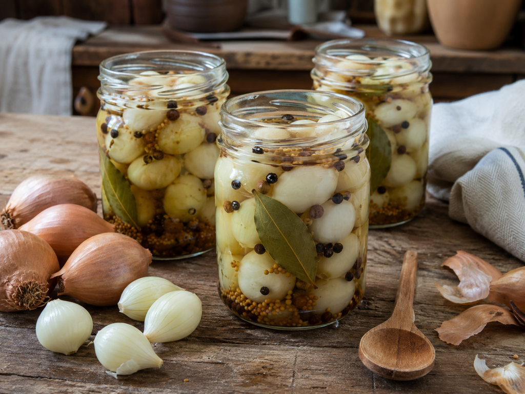 маринованный мелкий лук целиком в небольших банках