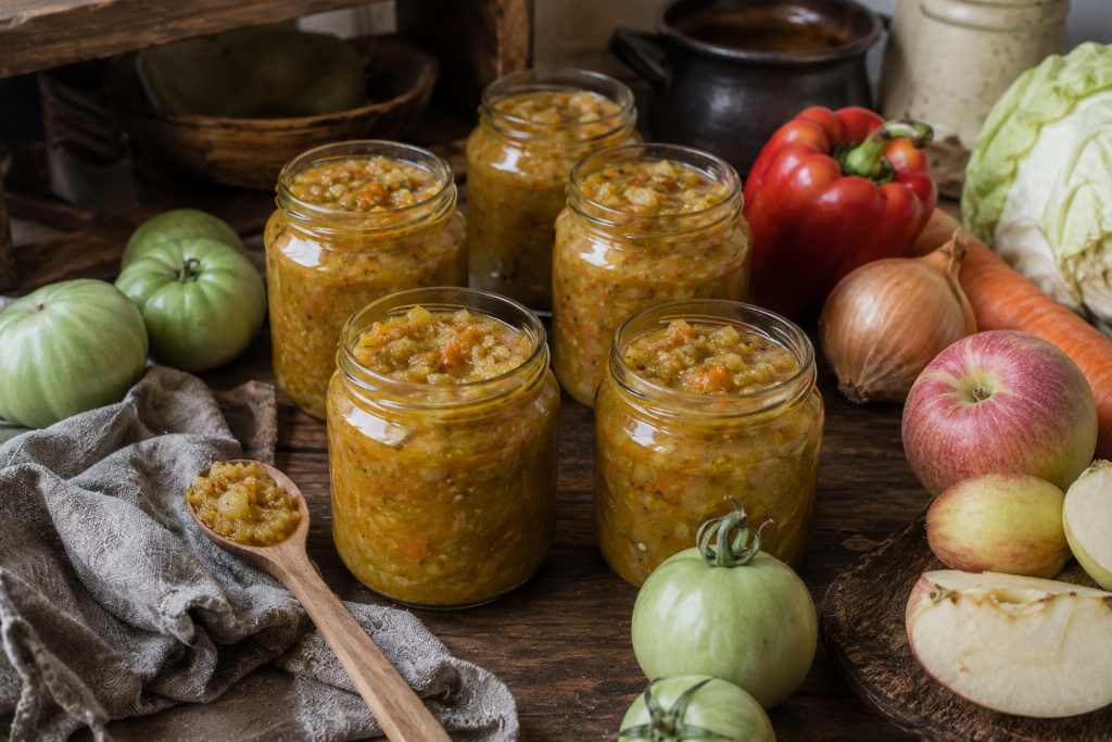 икра из зелёных помидоров с яблоками на зиму